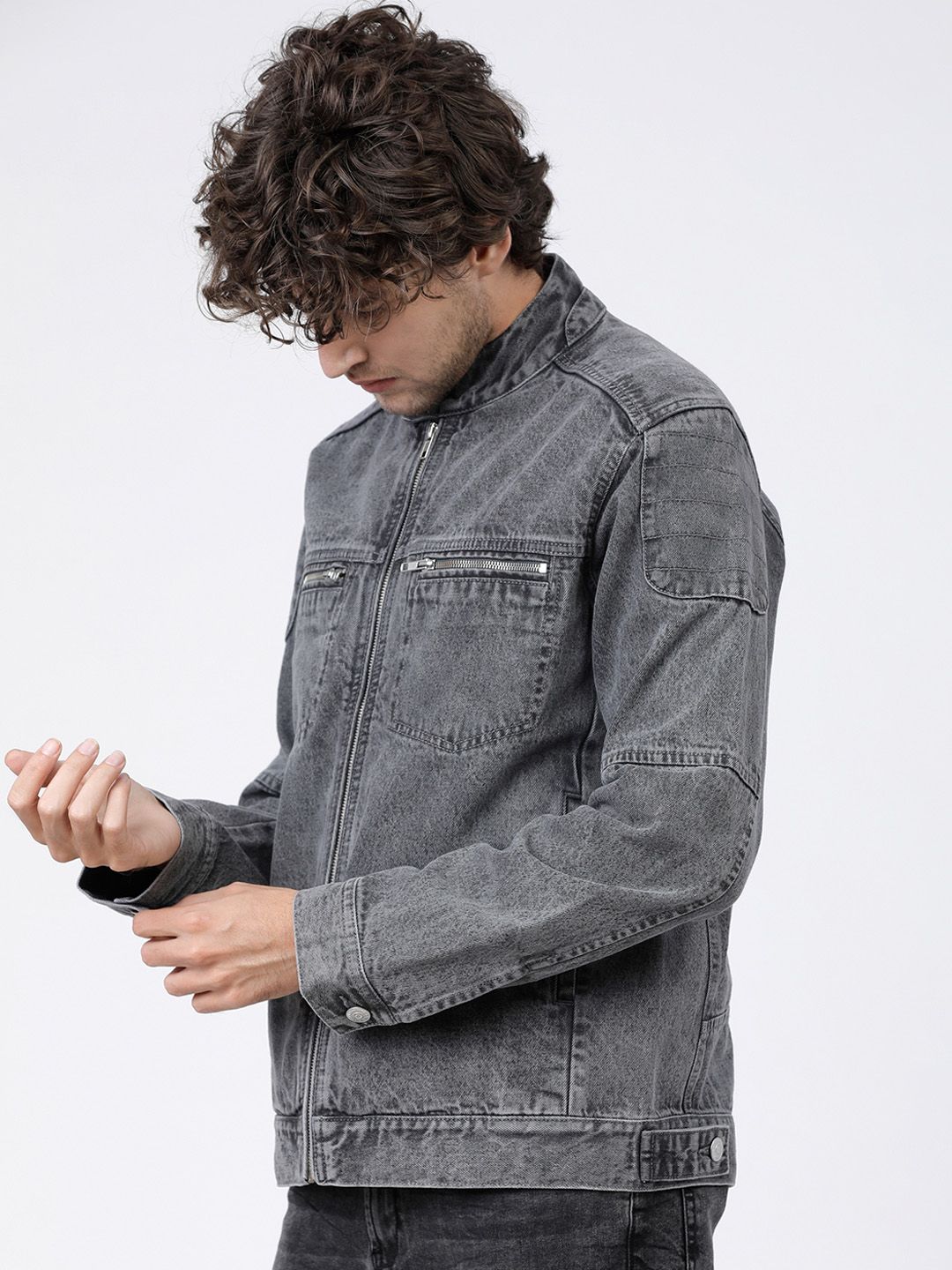 HIGHLANDER Men Grey Solid Jacket
