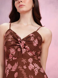 DressBerry Tropical Print A-Line Mini Dress