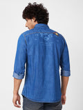 SPYKAR Graphic Printed Slim Fit Opaque Denim Casual Shirt