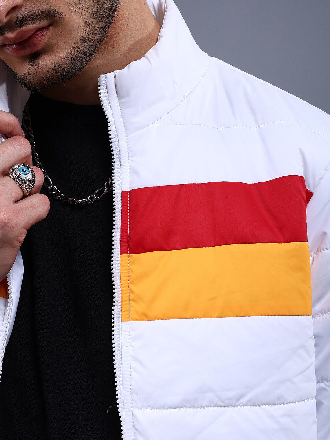 The Indian Garage Co Men Colourblock Regular Fit Puffer Jacket