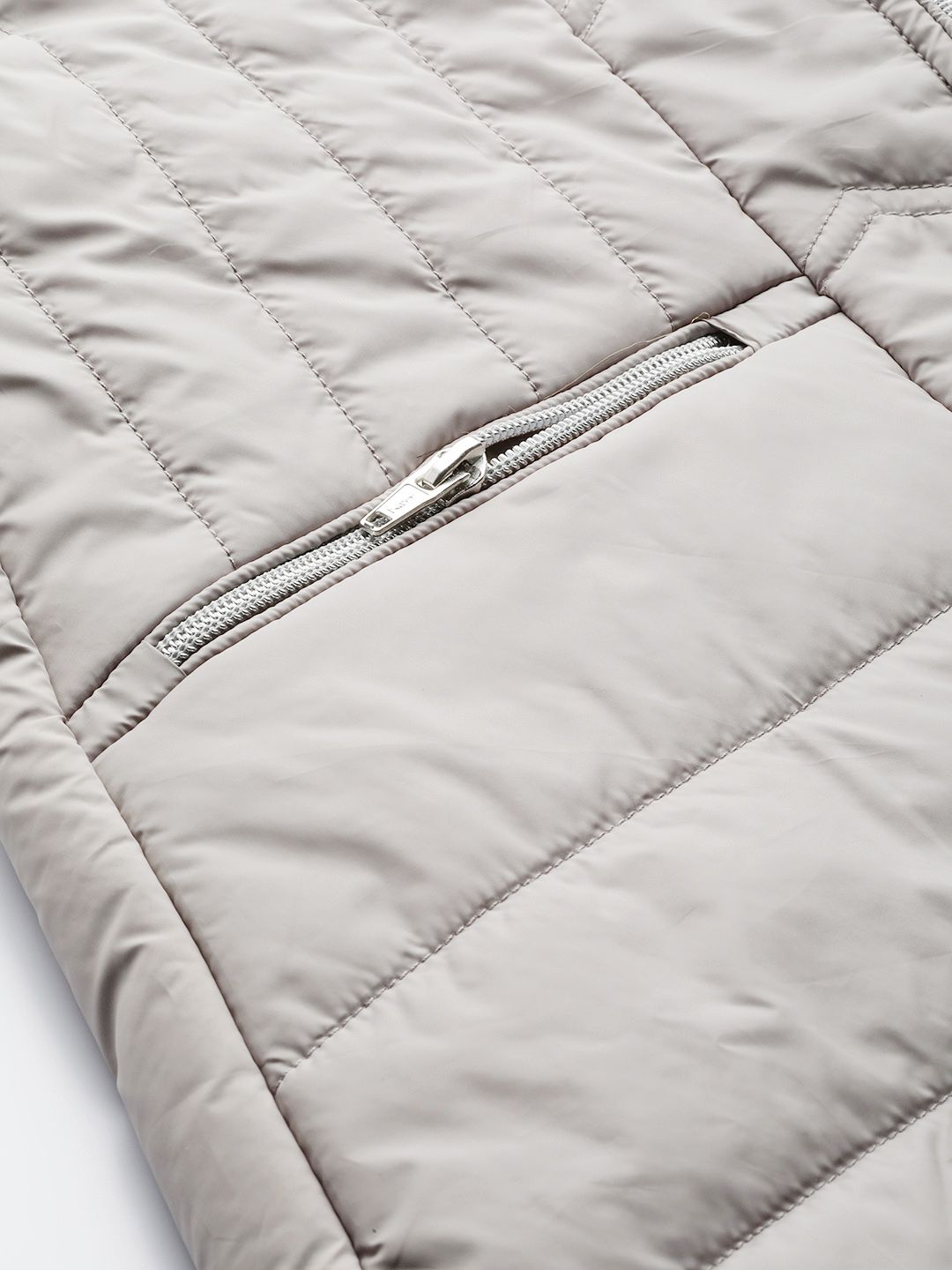 DressBerry Women Grey Solid Hooded Faux Fur Parka Jacket