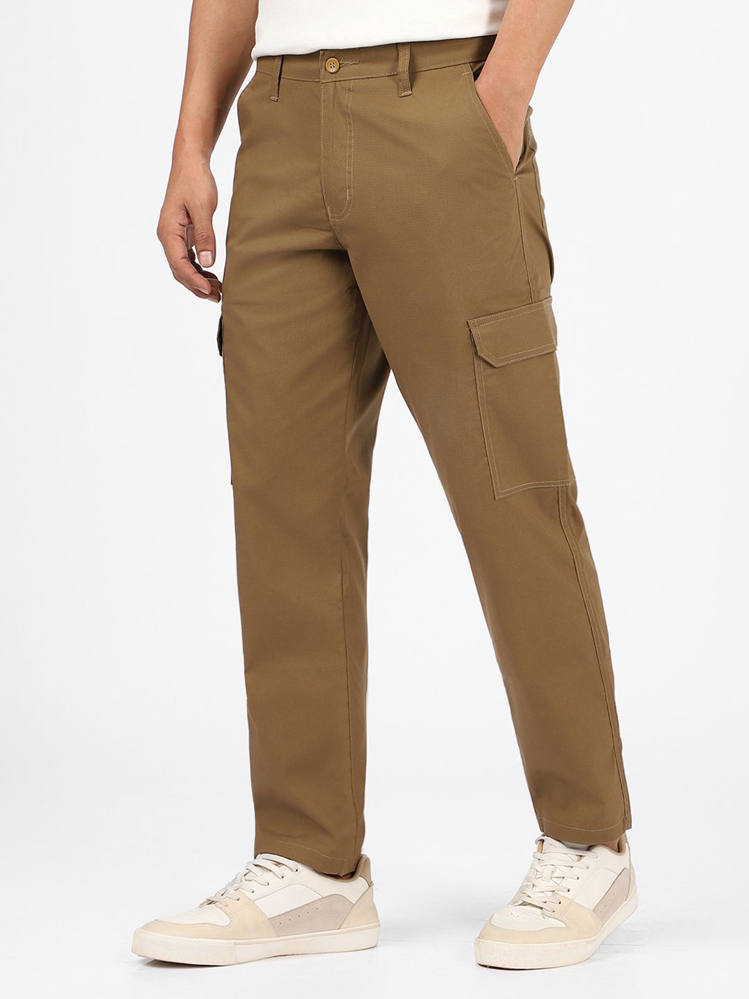 Urbano Fashion Men Mid Rise Pure Cotton Cargo Trousers