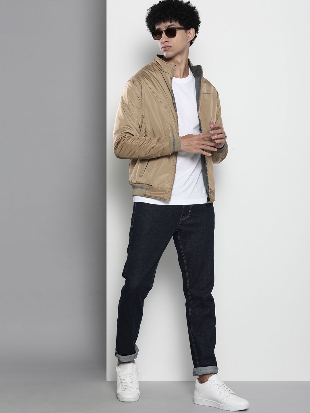 The Indian Garage Co Men Zip-Front Reversible Bomber Jacket
