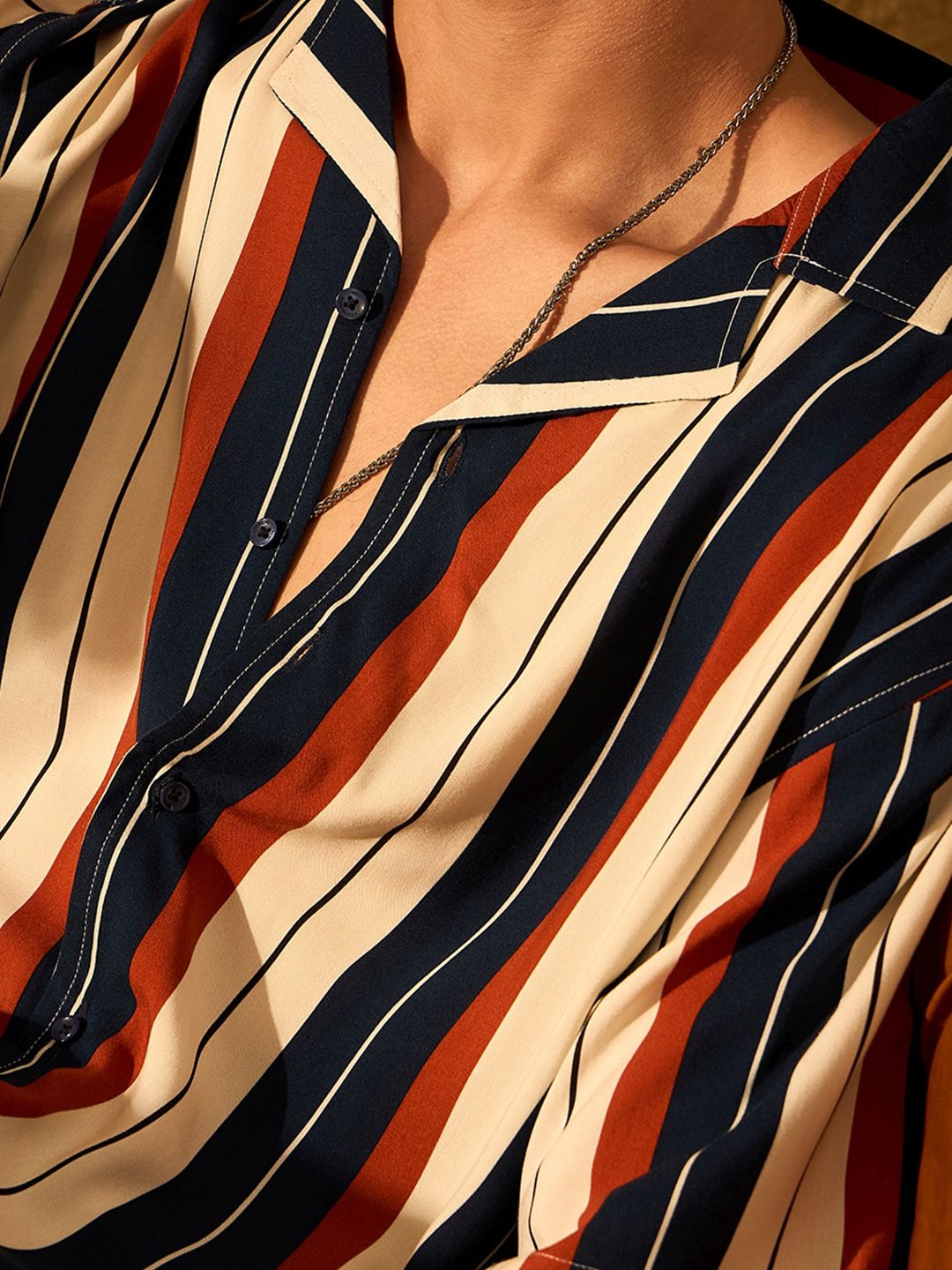 DENNISON Vertical Striped Drop Shoulder Oversized Shirt
