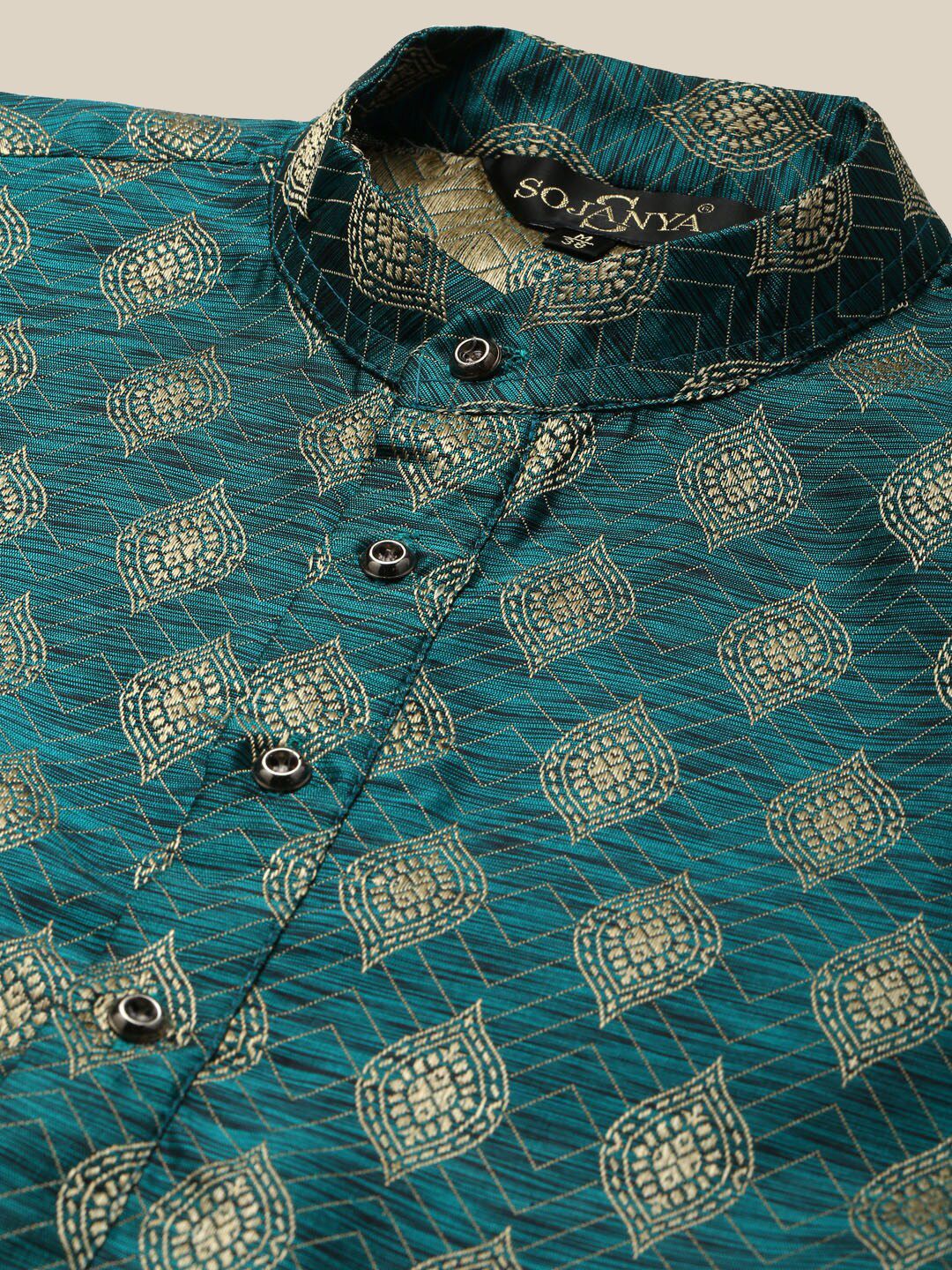 SOJANYA Kurta Tenun Motif Etnik Kolar Mandarin
