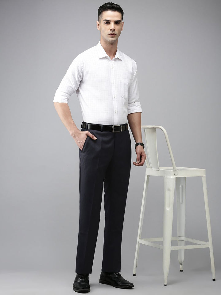 Park Avenue Men Textured Smart Slim Fit Formal Trousers