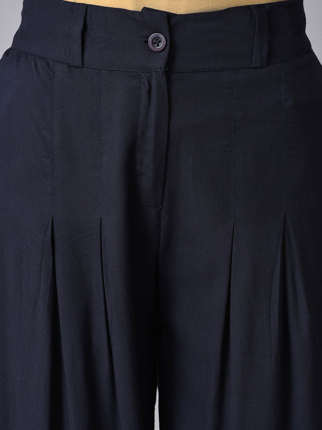W Women Navy Palazzo Trousers