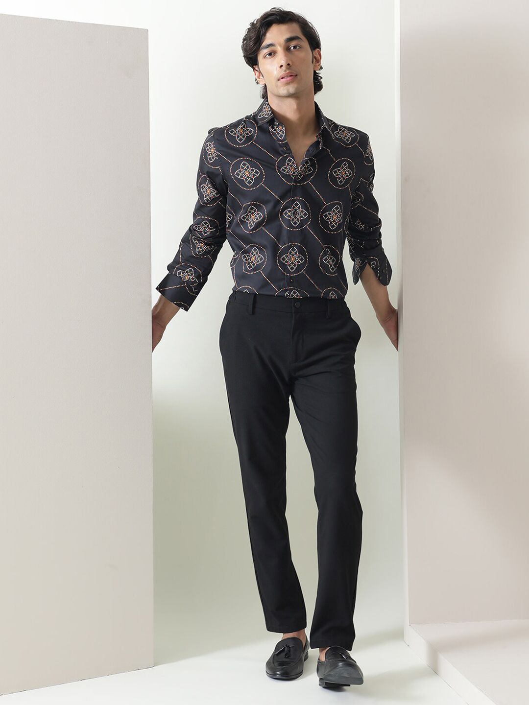 RARE RABBIT Men Remus Slim Fit Ethnic Motifs Printed Cotton Shirt