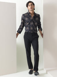 RARE RABBIT Men Remus Slim Fit Ethnic Motifs Printed Cotton Shirt