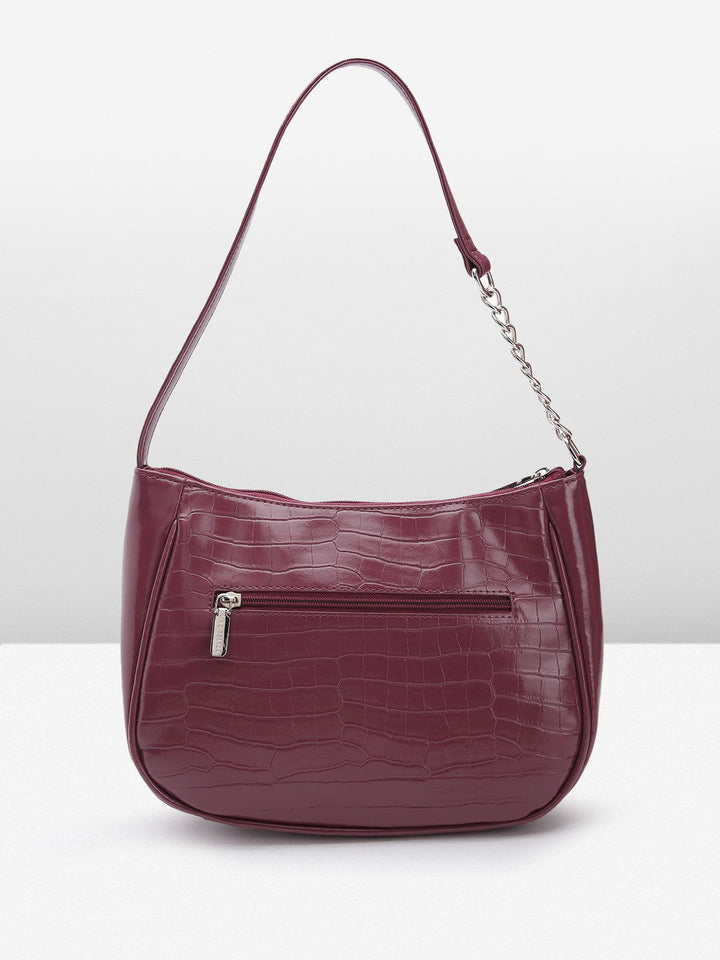 Lino Perros Croc Textured Structured Baguette Bag