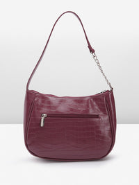 Lino Perros Croc Textured Structured Baguette Bag
