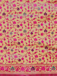 Saree mall Golden & Pink Woven Design Banarasi Saree