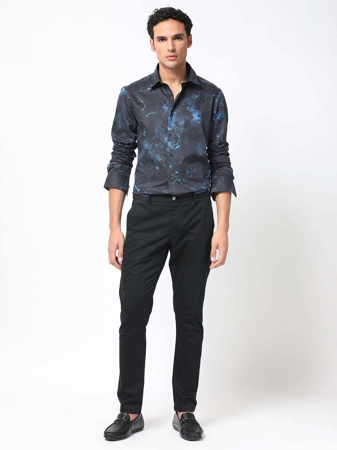 RARE RABBIT Men Galaxx Slim Fit Abstract Printed Cotton Shirt