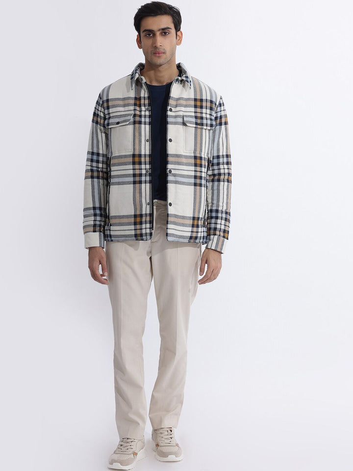 RARE RABBIT Men Hollis Tailored Fit Checked Cotton Jacket