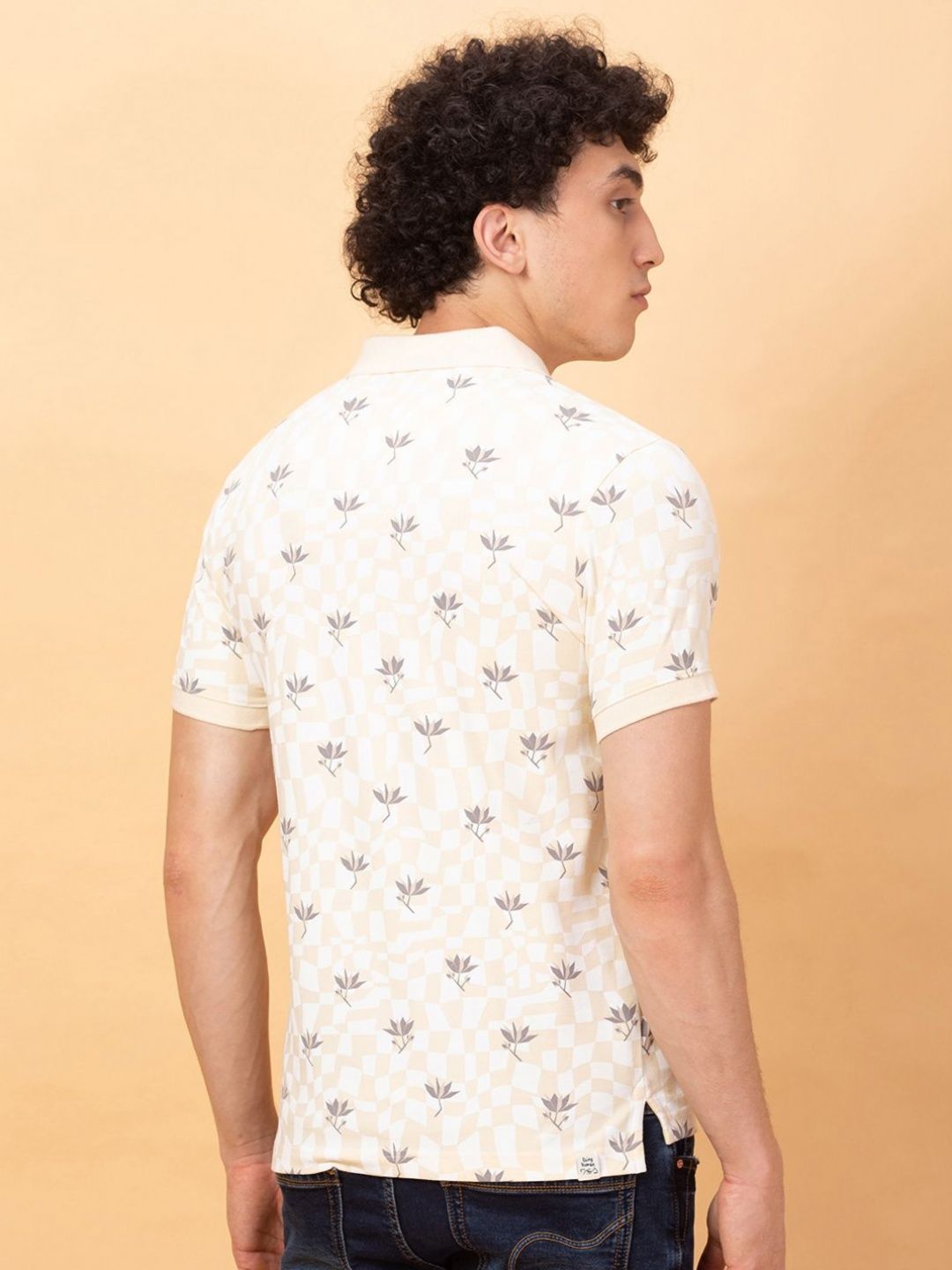 Being Human Men Floral Printed Polo Collar Applique T-shirt