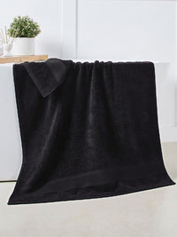 MYTRIDENT Black Set Of 2 500 GSM Pure Cotton Bath Towels