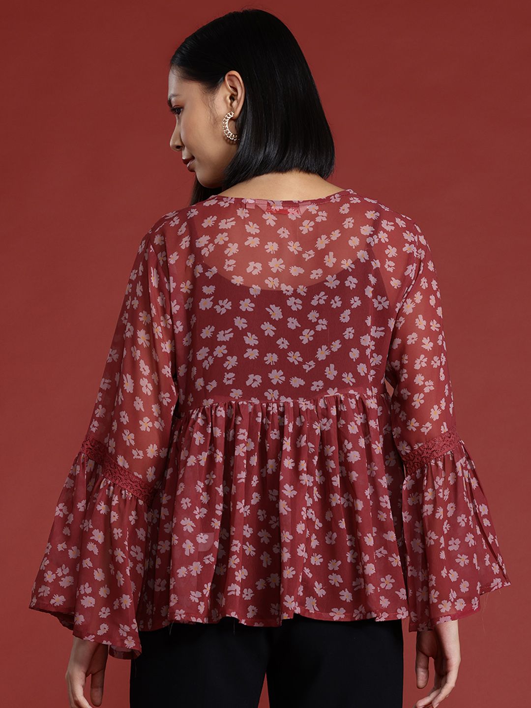 all about you Floral Print Semi-Sheer Top