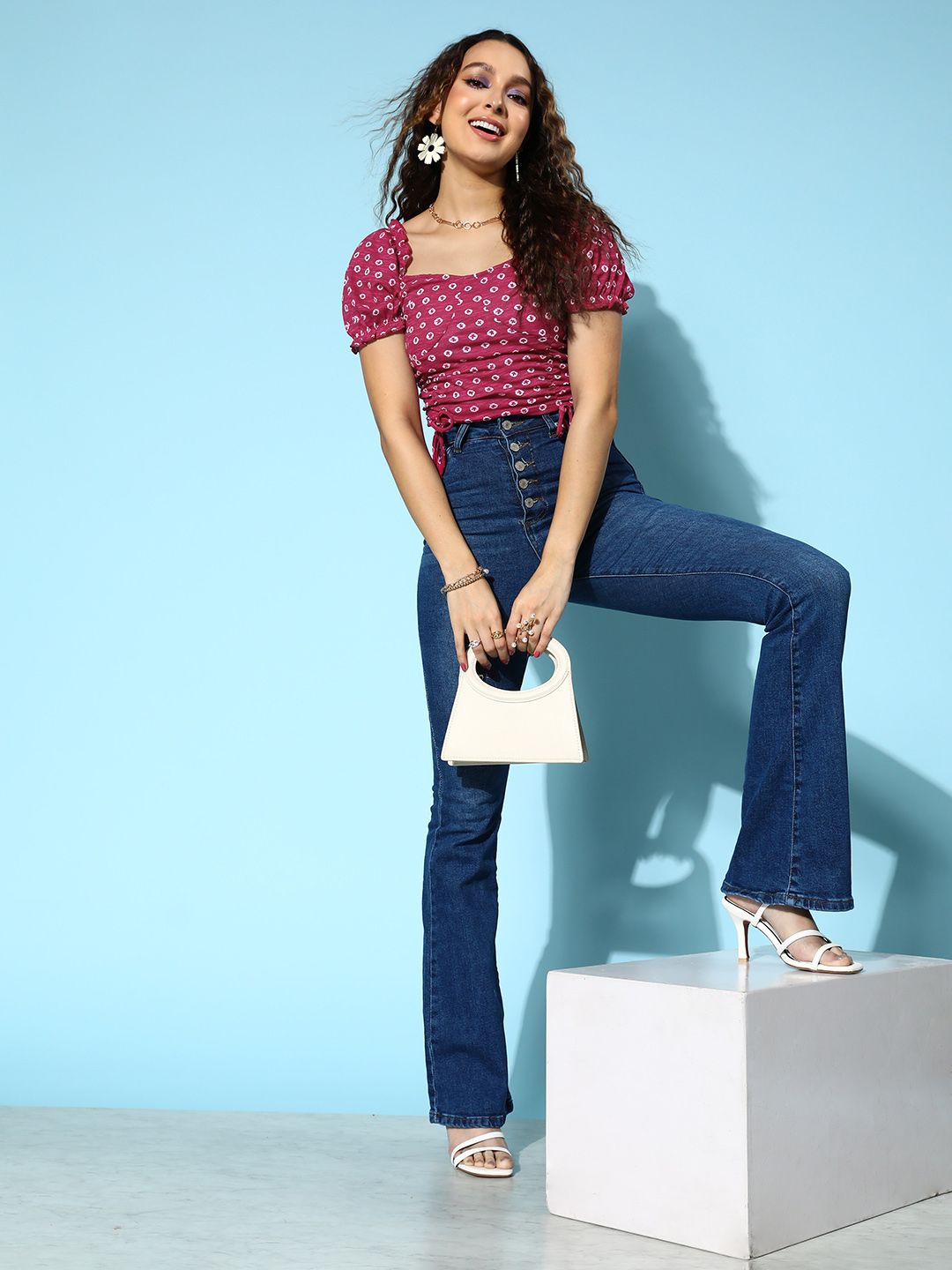 Berrylush Women Tie-Dye Printed Cotton Crop Top