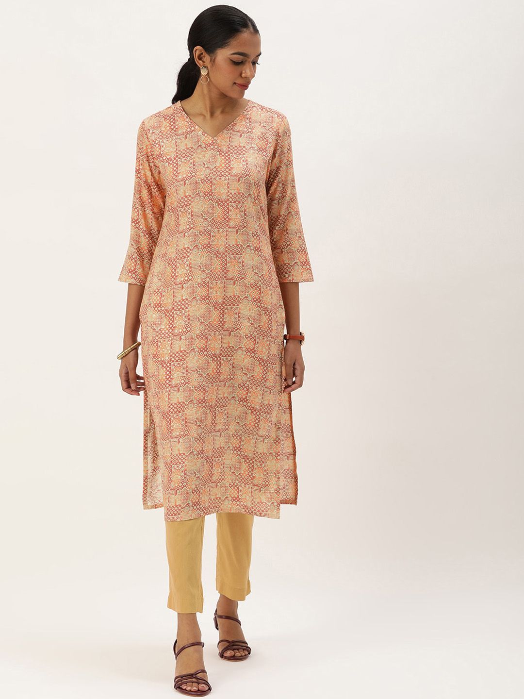 KALINI Ethnic Motifs Printed Straight Kurta