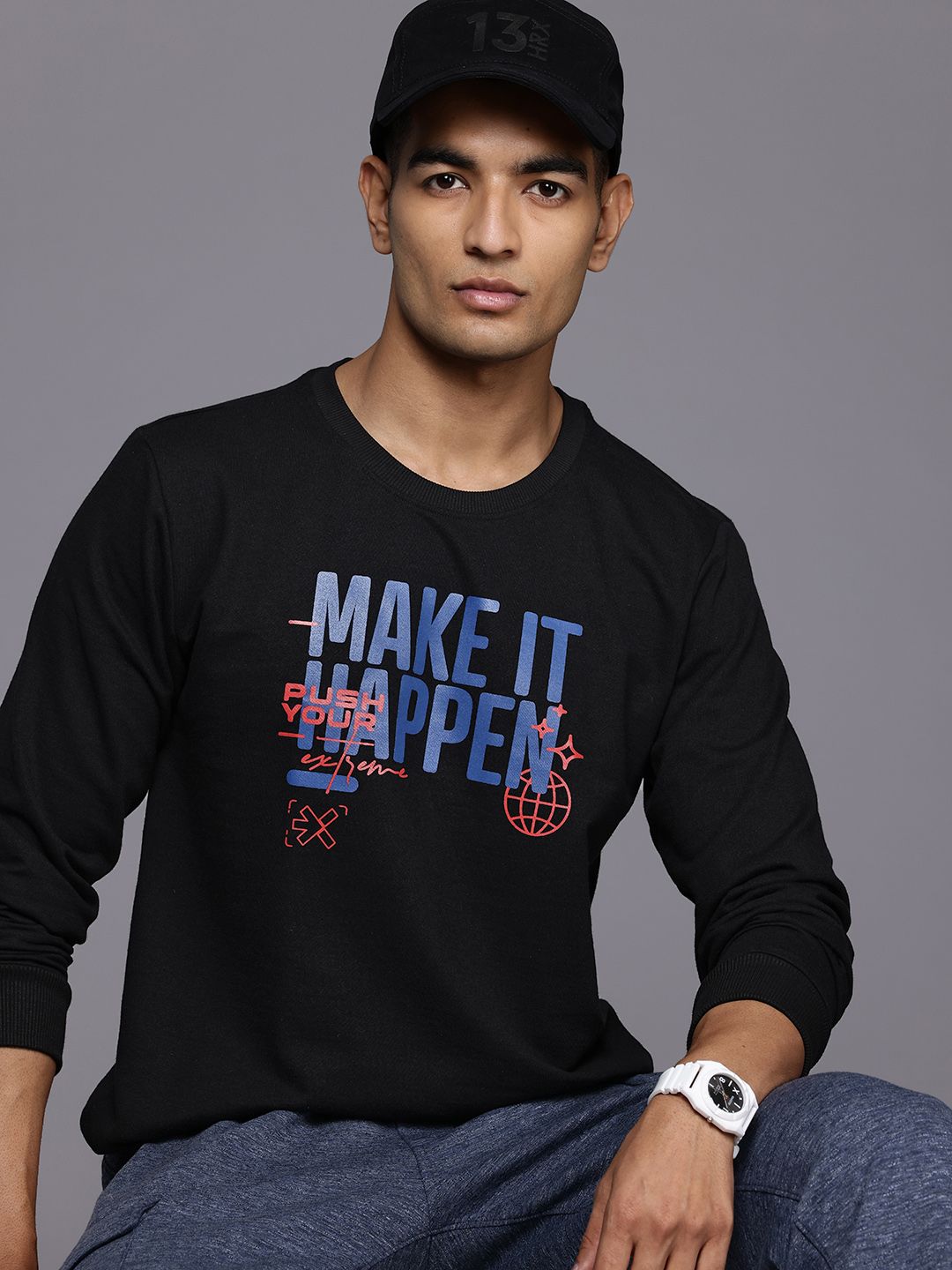 HRX by Hrithik Roshan Printed Casual Sweatshirt