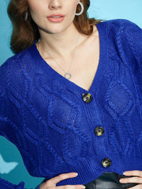 STREET 9 Cable Knit Crop Acrylic Cardigan