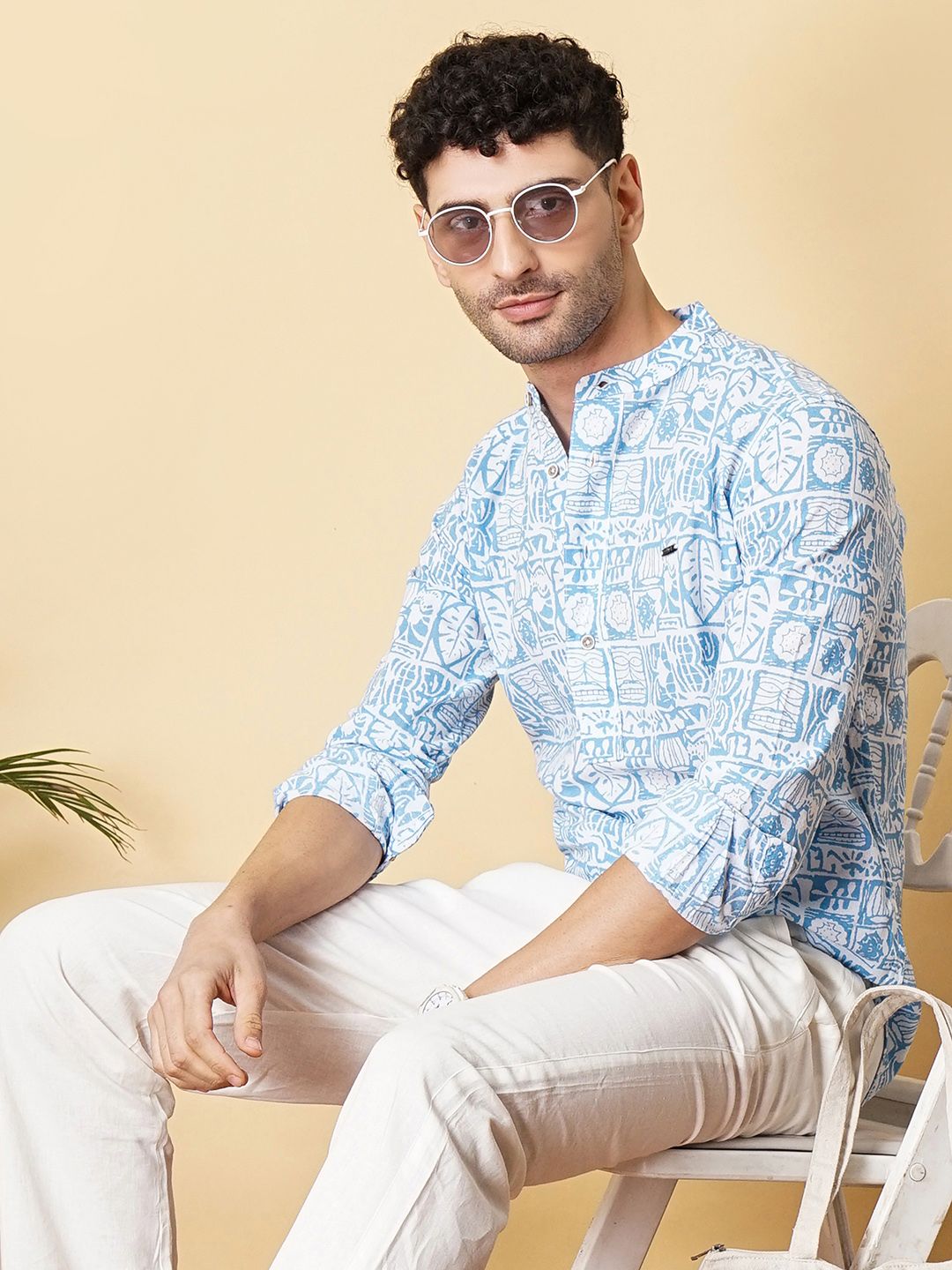 The Indian Garage Co Men Blue Ethnic Motifs Printed Casual Shirt