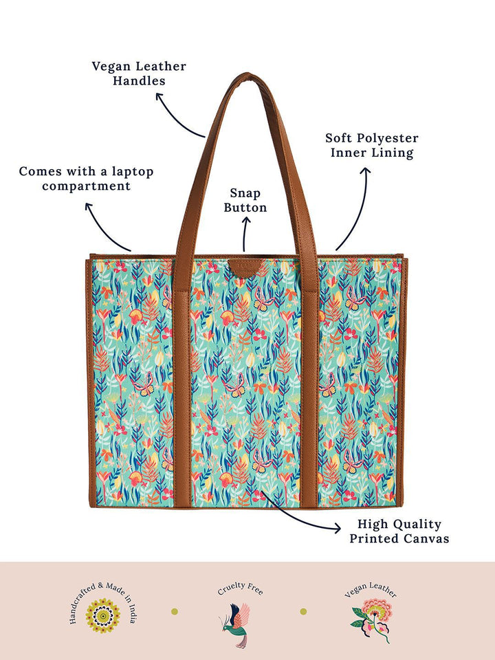 TEAL BY CHUMBAK Floral Printed Shopper Handheld Bag