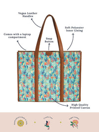 TEAL BY CHUMBAK Floral Printed Shopper Handheld Bag