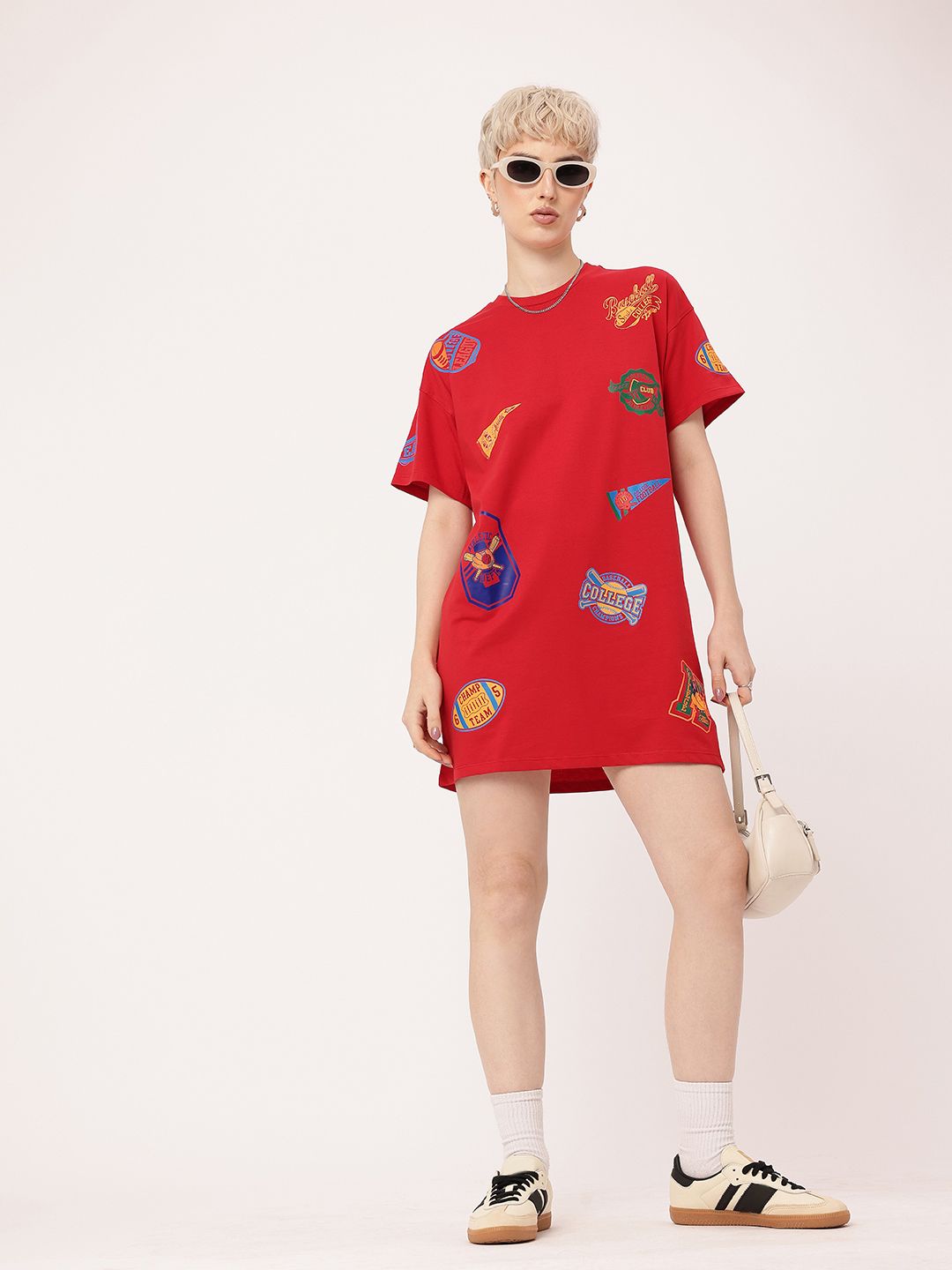DressBerry Collegiate Vibe Printed Relaxed T-shirt Mini Dress