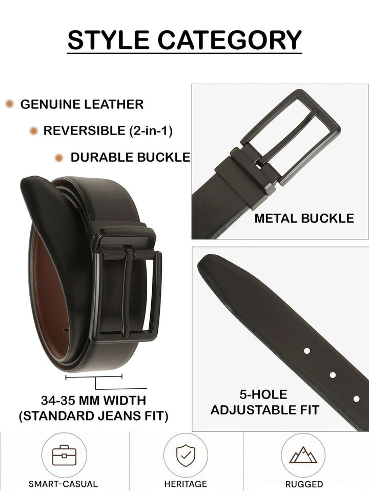 Teakwood Leathers Men Textured Leather Reversible Belt