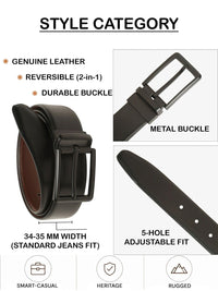 Teakwood Leathers Men Textured Leather Reversible Belt