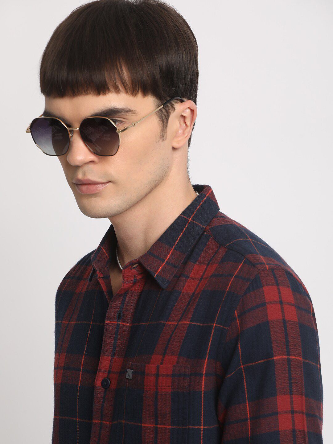THE BEAR HOUSE Slim Fit Tartan Checked Cotton Casual Shirt