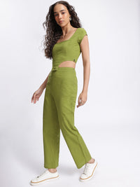 DressBerry Cyberlime Chic Crop Top with Trousers