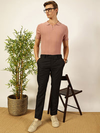 Thomas Scott Men Knit Striped Polo Collar T-shirt