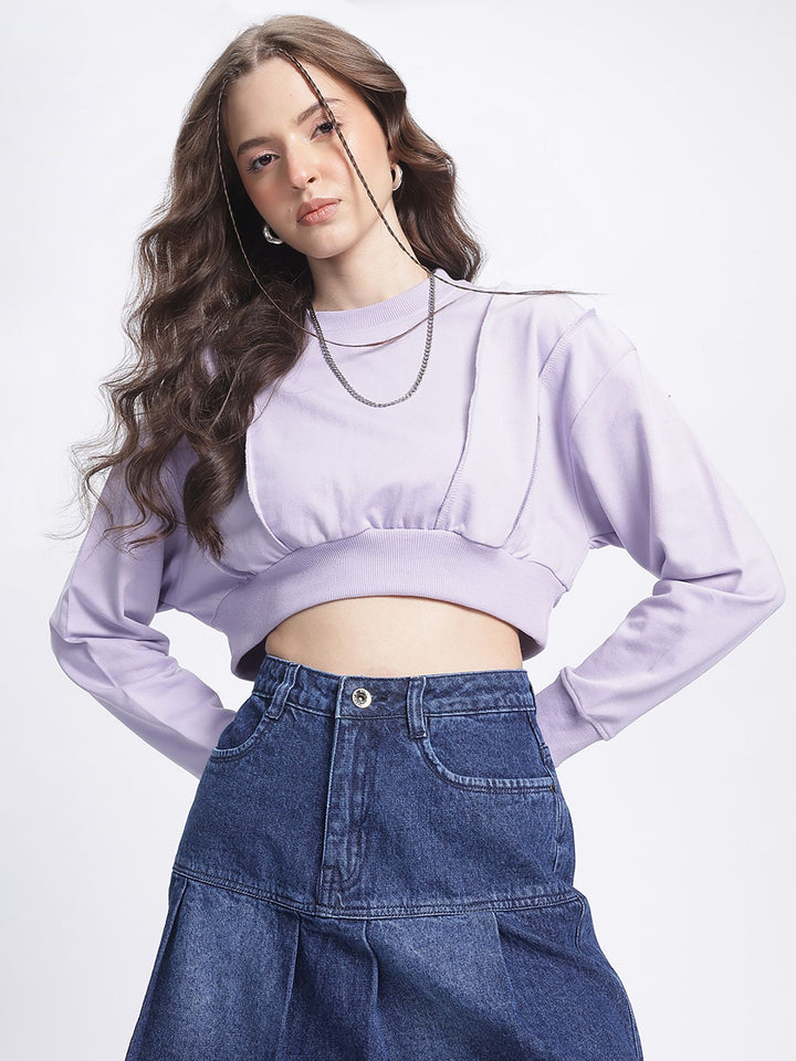 DressBerry Upturn Stitch Crop Sweatshirt