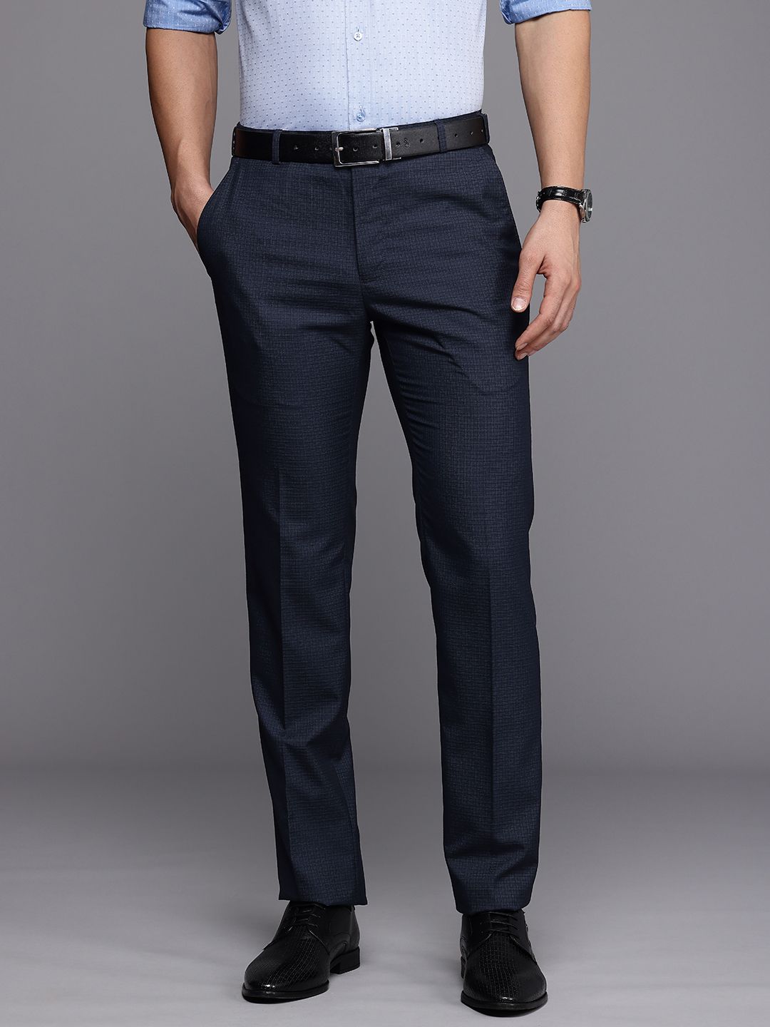 Raymond Men Checked Slim Fit Formal Trousers