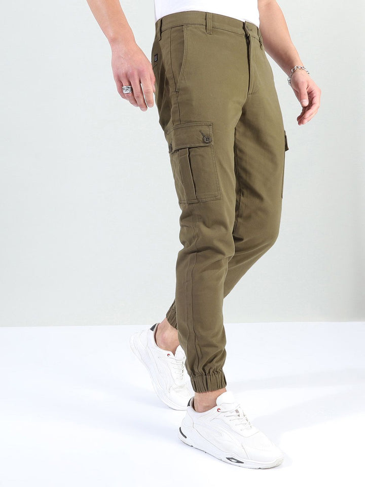 The Indian Garage Co Men Slim Fit Solid Cargos Joggers