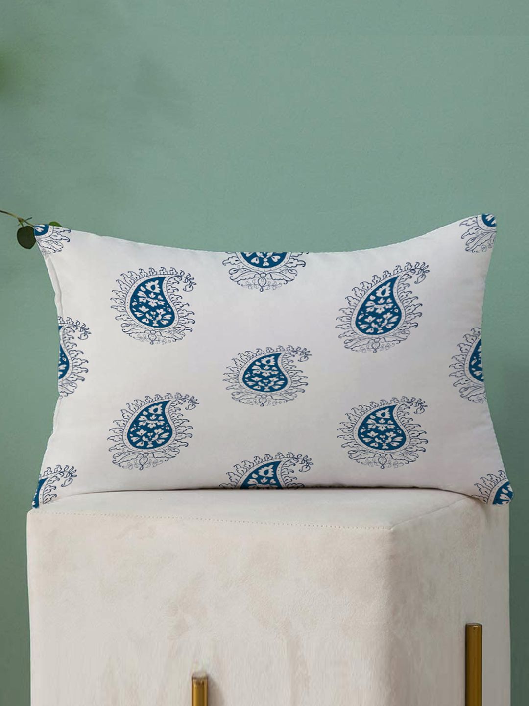 STITCHNEST Blue & White Set of 2 Ethnic Motifs Rectangle Cushion Covers