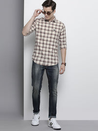 The Indian Garage Co Men Beige Checked Casual Shirt