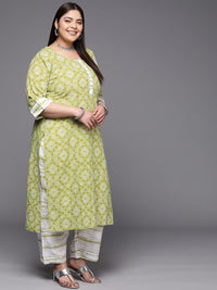 EXTRA LOVE BY LIBAS Plus Size Bandhani Printed Gotta Patti Pure Cotton Kurta Set
