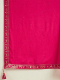 Libas Floral Woven Design Beads & Stones Kurta with Trousers & Dupatta