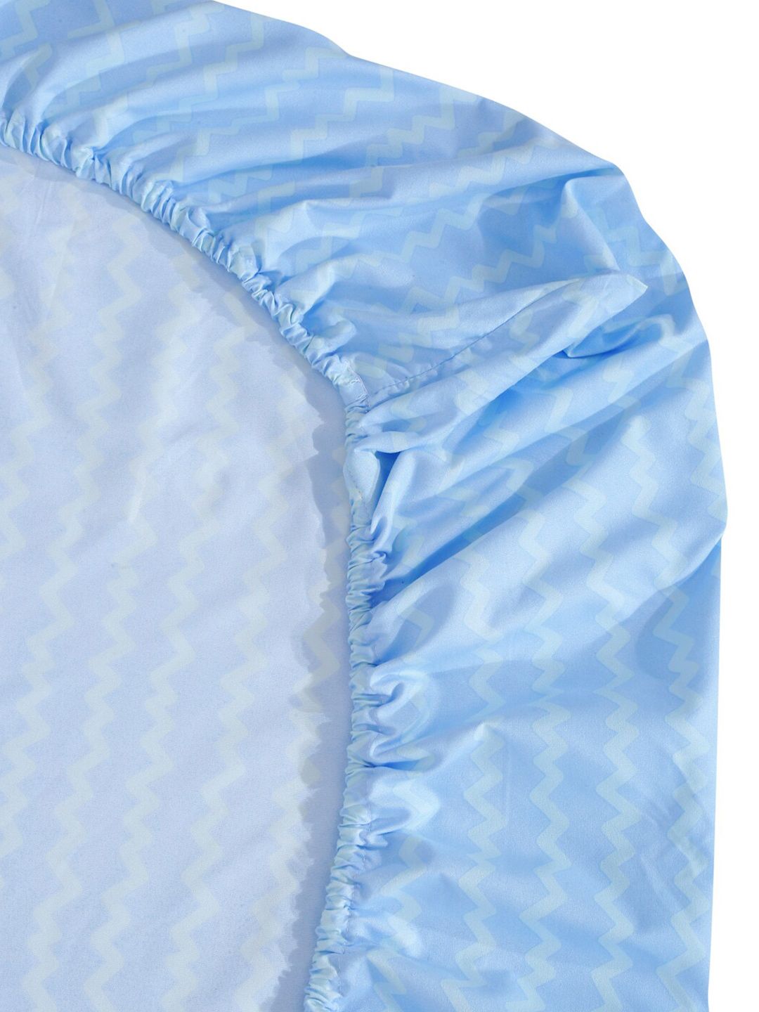 KLOTTHE Blue Abstract Printed 300 TC Fitted King Bedsheet With 2 Pillow Covers