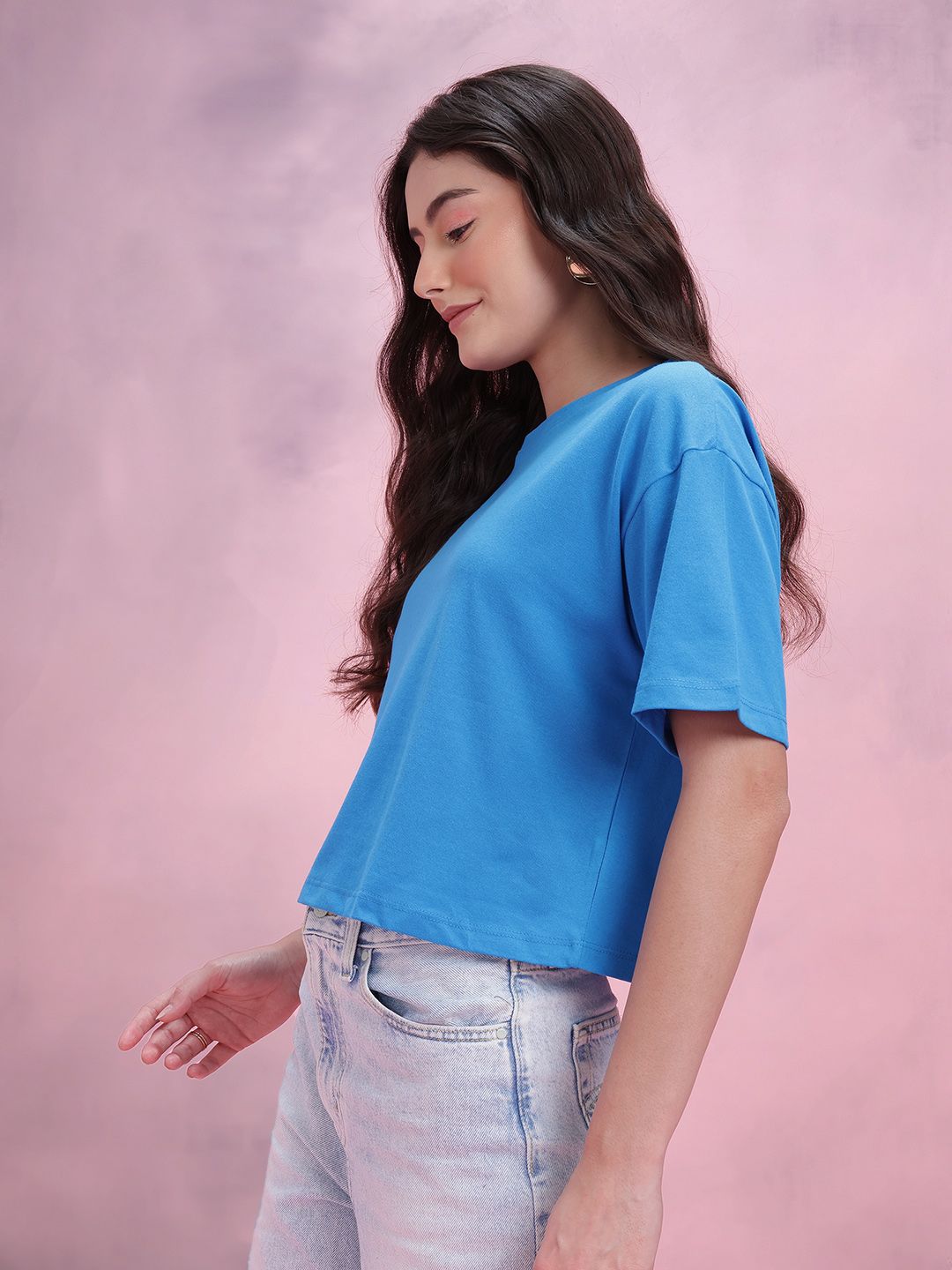 DressBerry Women Drop-Shoulder Sleeves Boxy T-shirt