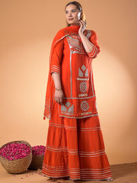 Mamicha Women Regular Thread Work Pure Cotton Kurti with Palazzos & With Dupatta