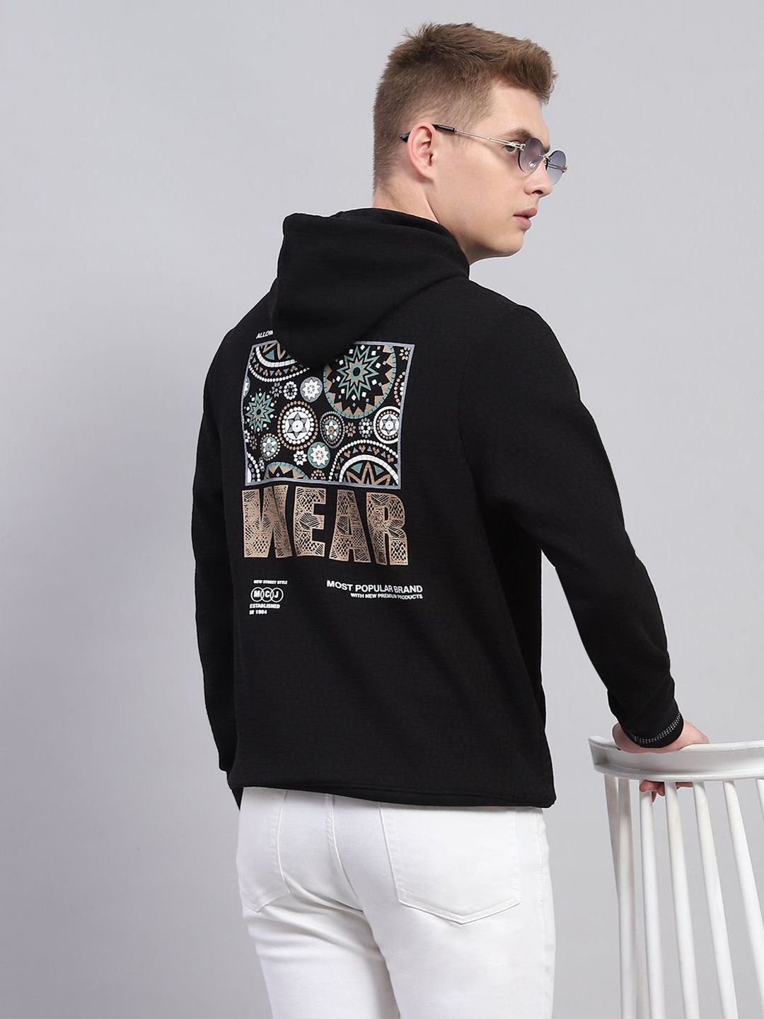 Monte Carlo Men Printed Cotton Hooded Sweatshirt