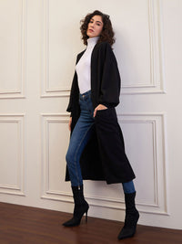 SASSAFRAS Self Design Open Front Longline Shrug