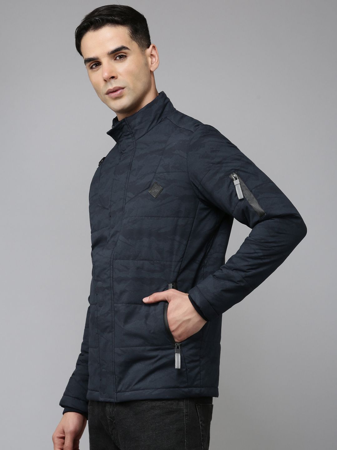 SPYKAR Abstract Printed Padded Jacket