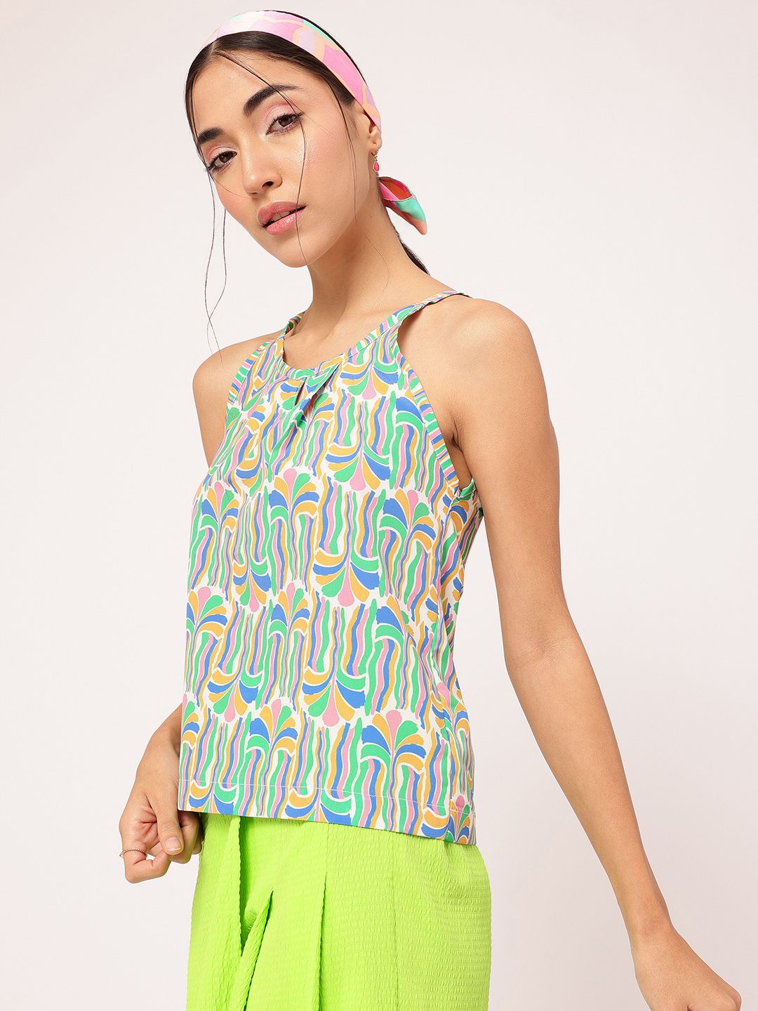 DressBerry Kaleidoscope Printed Strappy A-Line Top