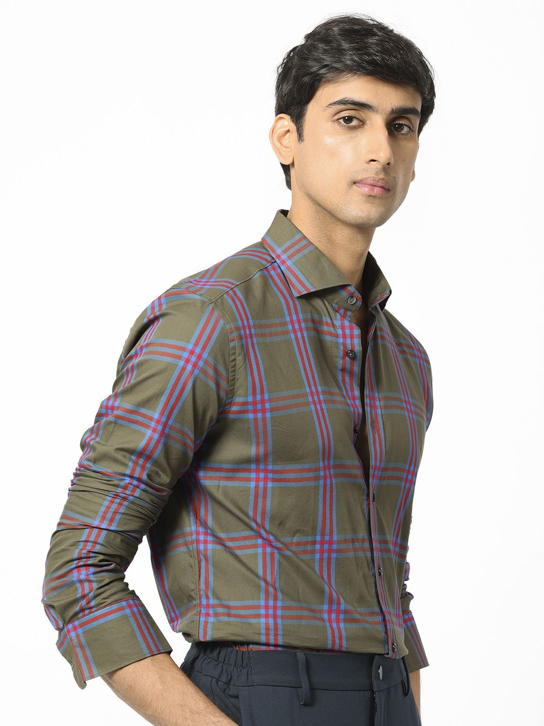 RARE RABBIT Pure Cotton Celluls Slim Fit Tartan Check Shirt