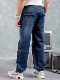 The Indian Garage Co Men Loose Fit Light Fade Cargo Jogger Jeans